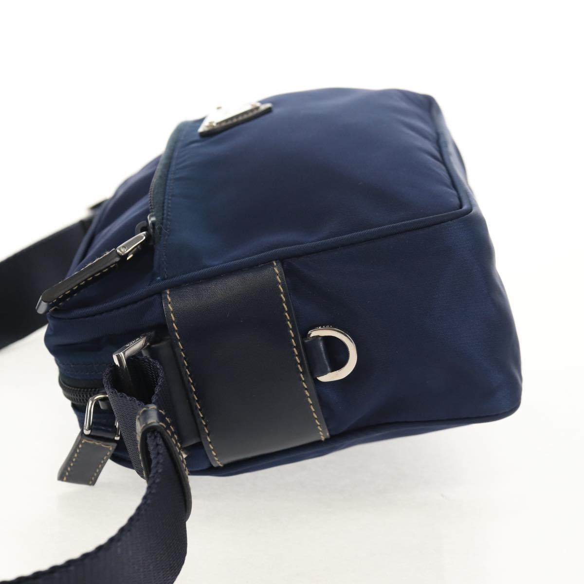 PRADA Shoulder Bag Nylon Navy Silver Auth 154621V