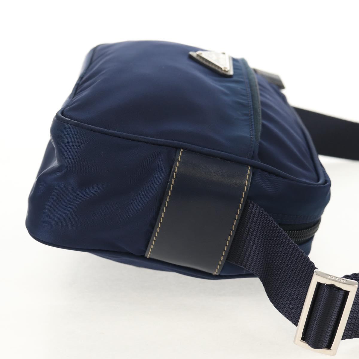 PRADA Shoulder Bag Nylon Navy Silver Auth 154621V