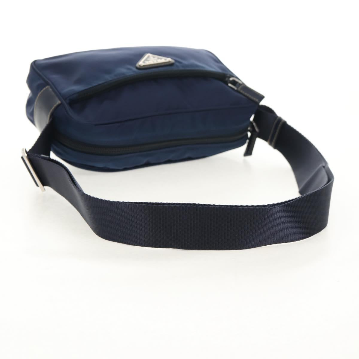 PRADA Shoulder Bag Nylon Navy Silver Auth 154621V