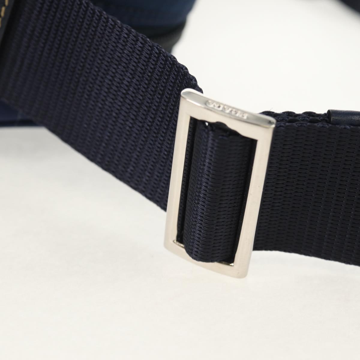 PRADA Shoulder Bag Nylon Navy Silver Auth 154621V