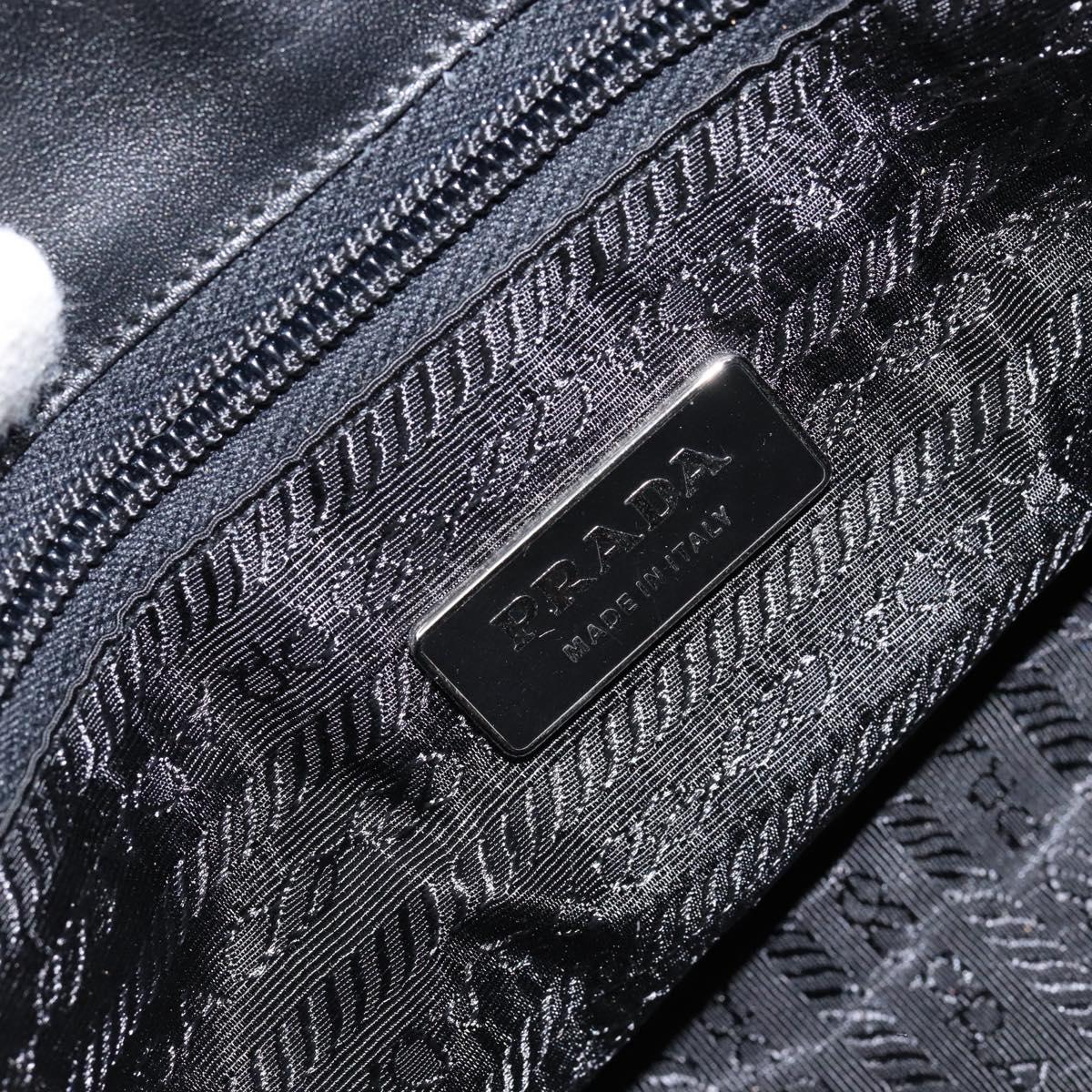 PRADA Shoulder Bag Leather Black Silver Auth 154624