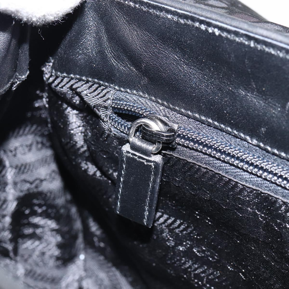 PRADA Shoulder Bag Leather Black Silver Auth 154624