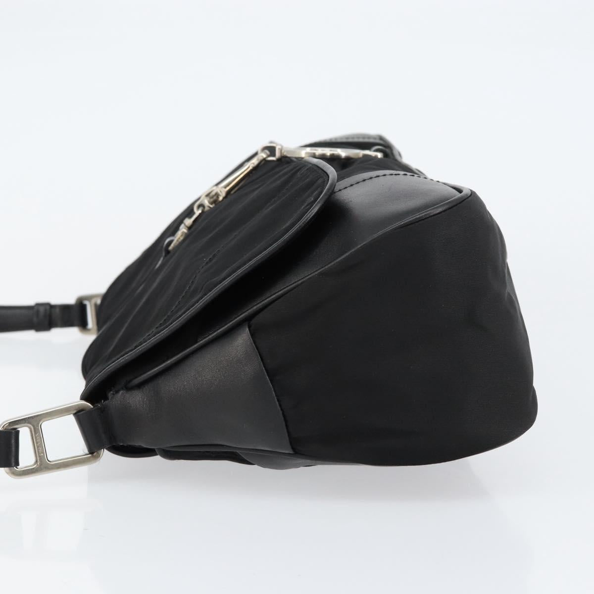 PRADA Shoulder Bag Leather Black Silver Auth 154624