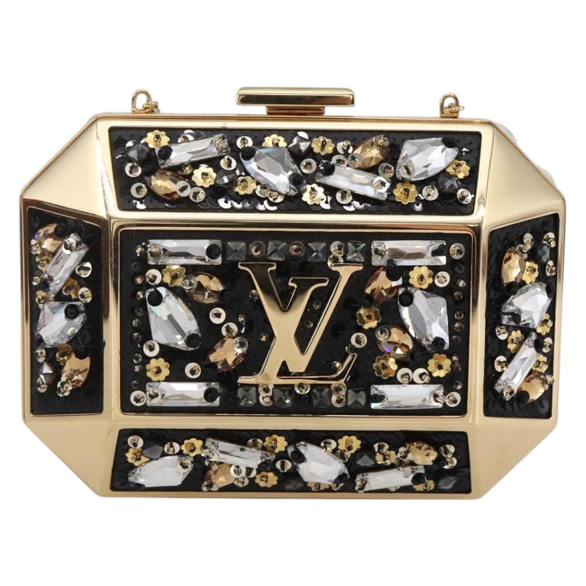 LOUIS VUITTON Beads Minodiere Shoulder Bag metal Gold LV Auth 154628SM