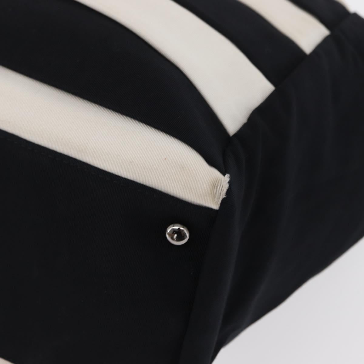 CHANEL 2.55 Chain Shoulder Bag Nylon Black Silver CC Auth 154629