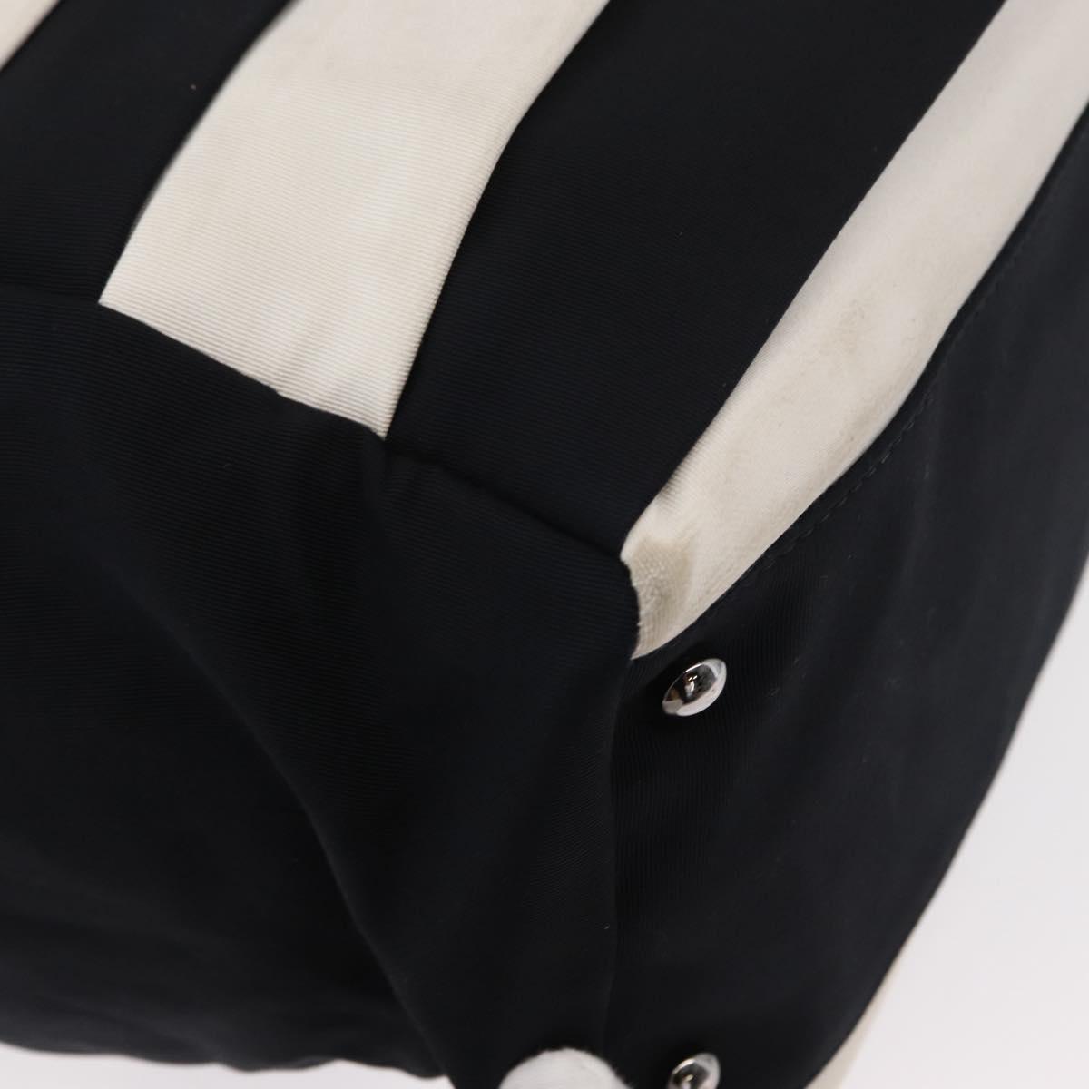 CHANEL 2.55 Chain Shoulder Bag Nylon Black Silver CC Auth 154629