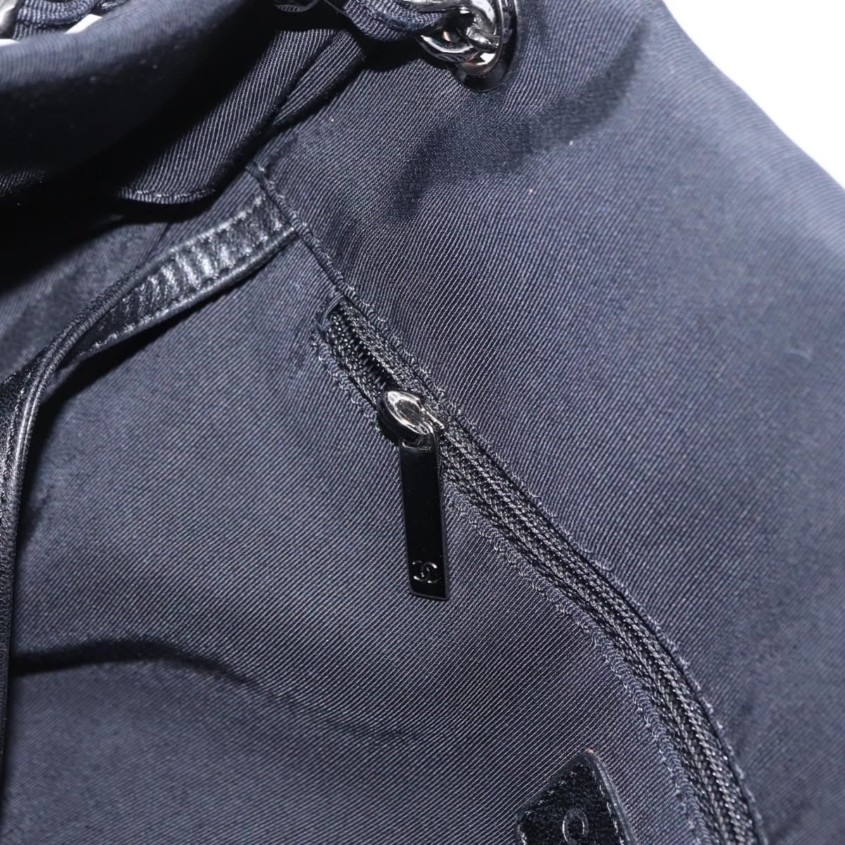 CHANEL 2.55 Chain Shoulder Bag Nylon Black Silver CC Auth 154629