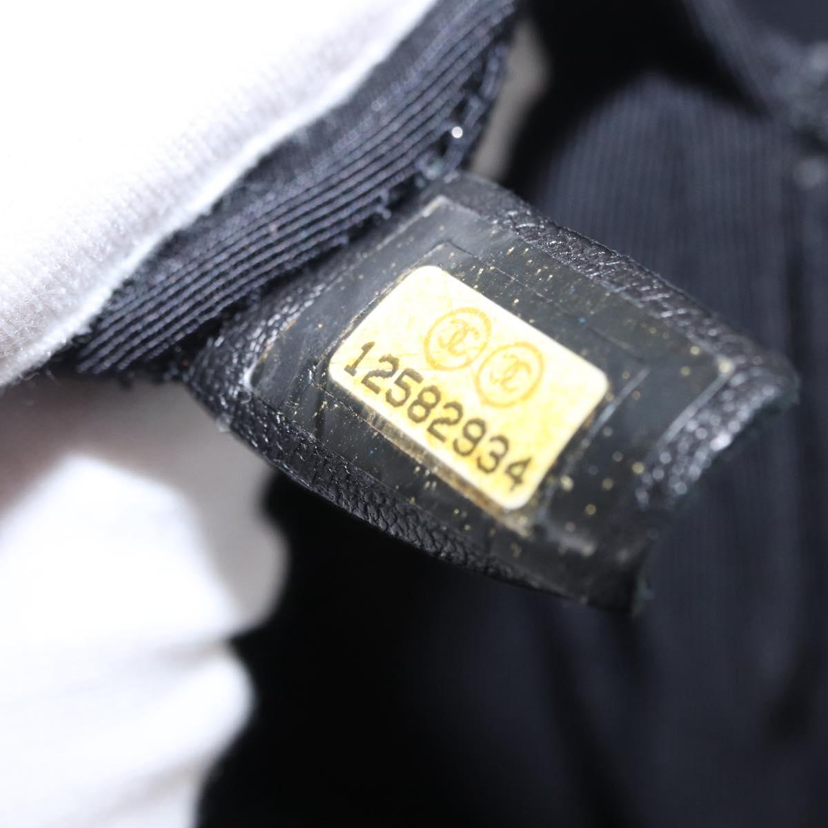 CHANEL 2.55 Chain Shoulder Bag Nylon Black Silver CC Auth 154629