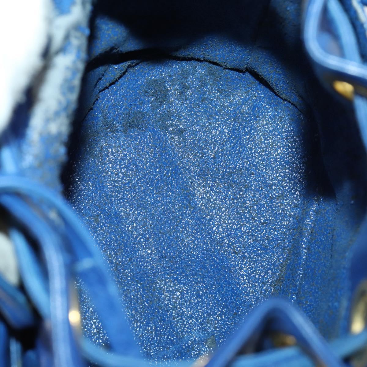 CHANEL Chain Bicolore Shoulder Bag Lamb Skin Blue Gold CC Auth 154630