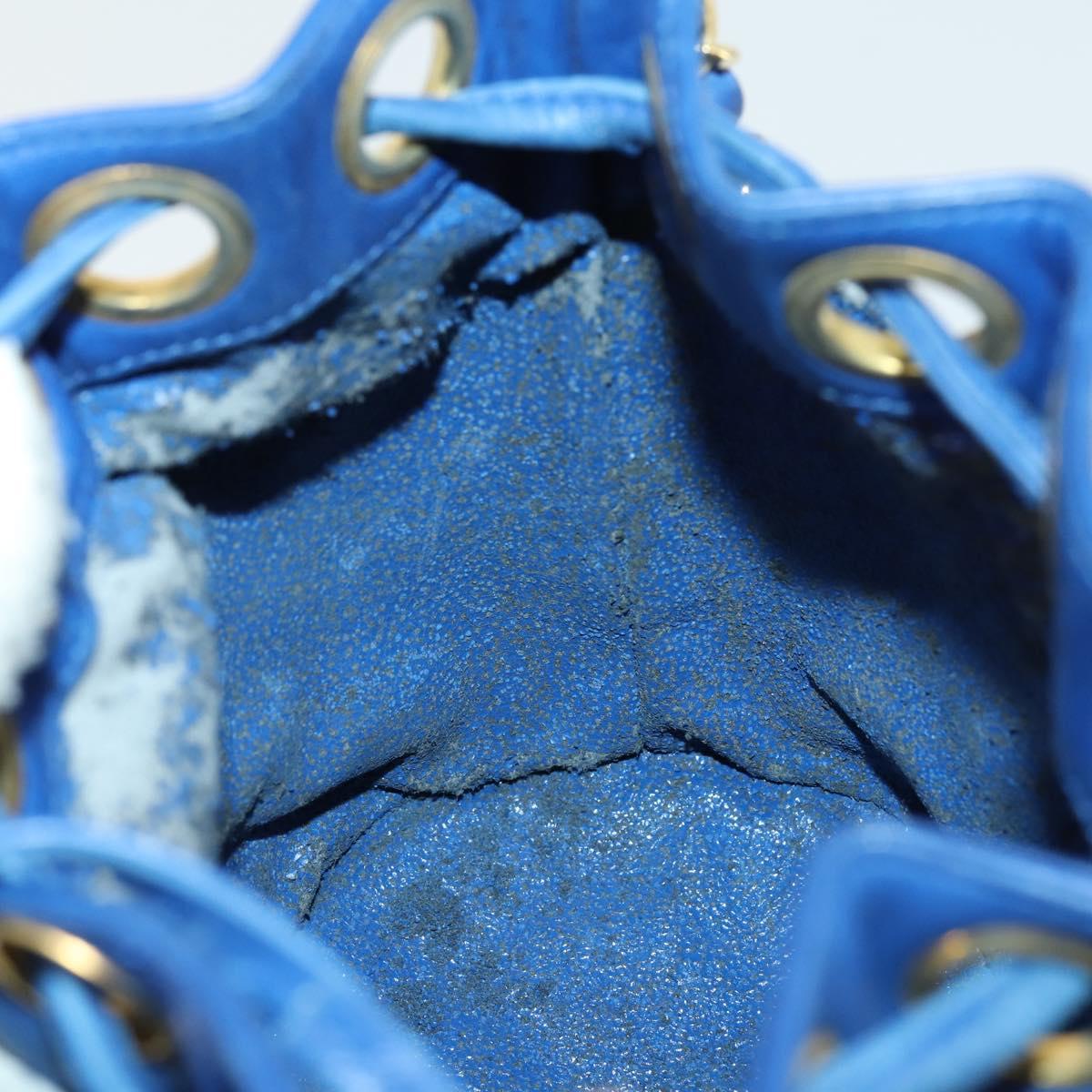 CHANEL Chain Bicolore Shoulder Bag Lamb Skin Blue Gold CC Auth 154630