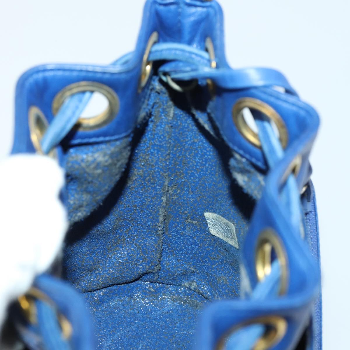 CHANEL Chain Bicolore Shoulder Bag Lamb Skin Blue Gold CC Auth 154630