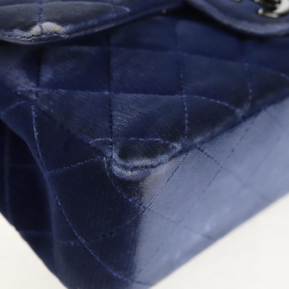 CHANEL Matelasse 20 Chain Shoulder Bag Velor Navy CC Auth 154631V