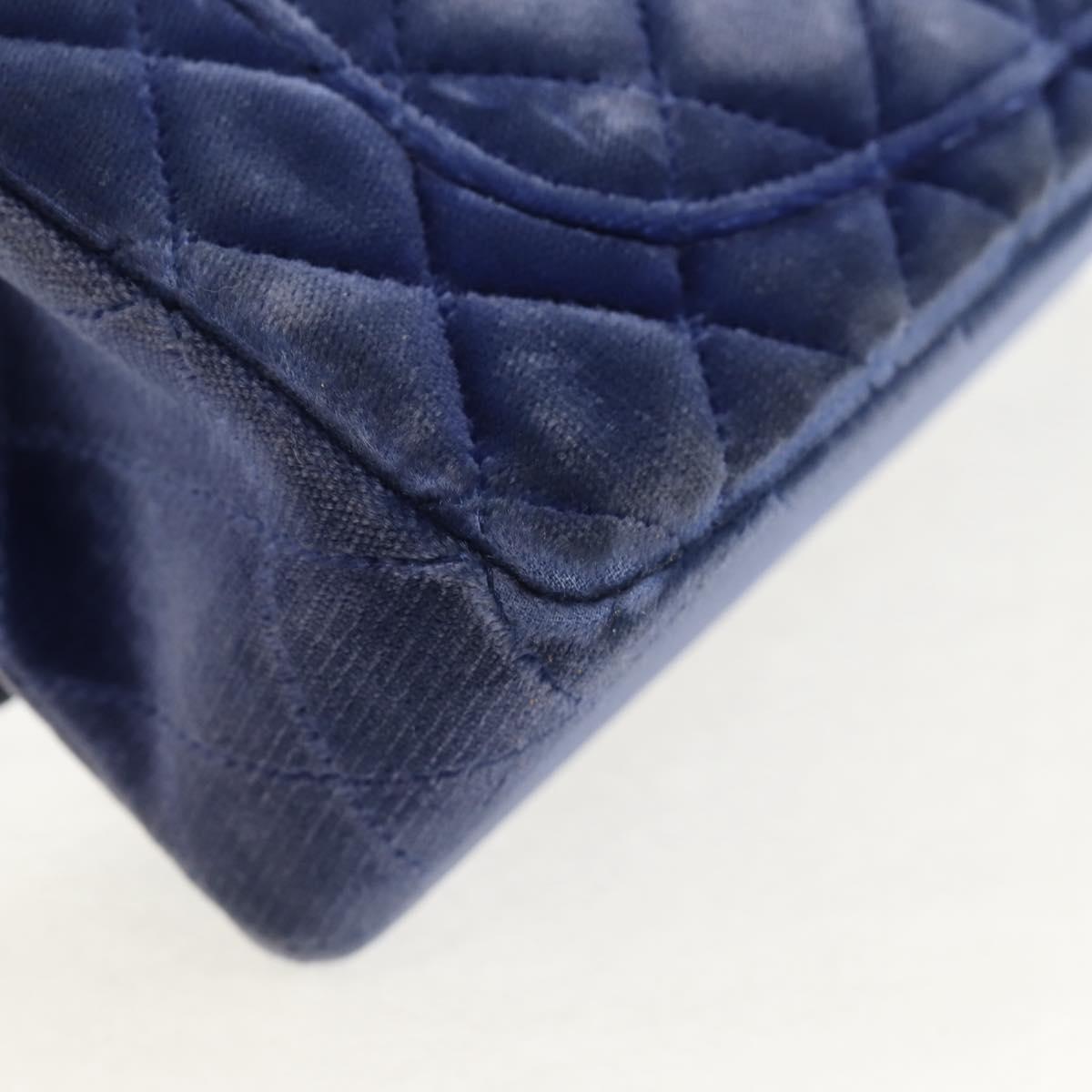 CHANEL Matelasse 20 Chain Shoulder Bag Velor Navy CC Auth 154631V