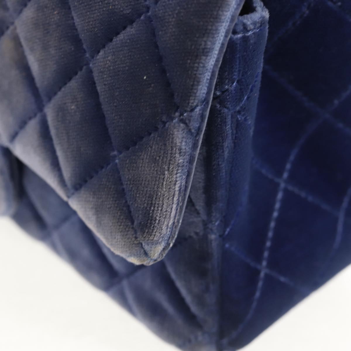 CHANEL Matelasse 20 Chain Shoulder Bag Velor Navy CC Auth 154631V