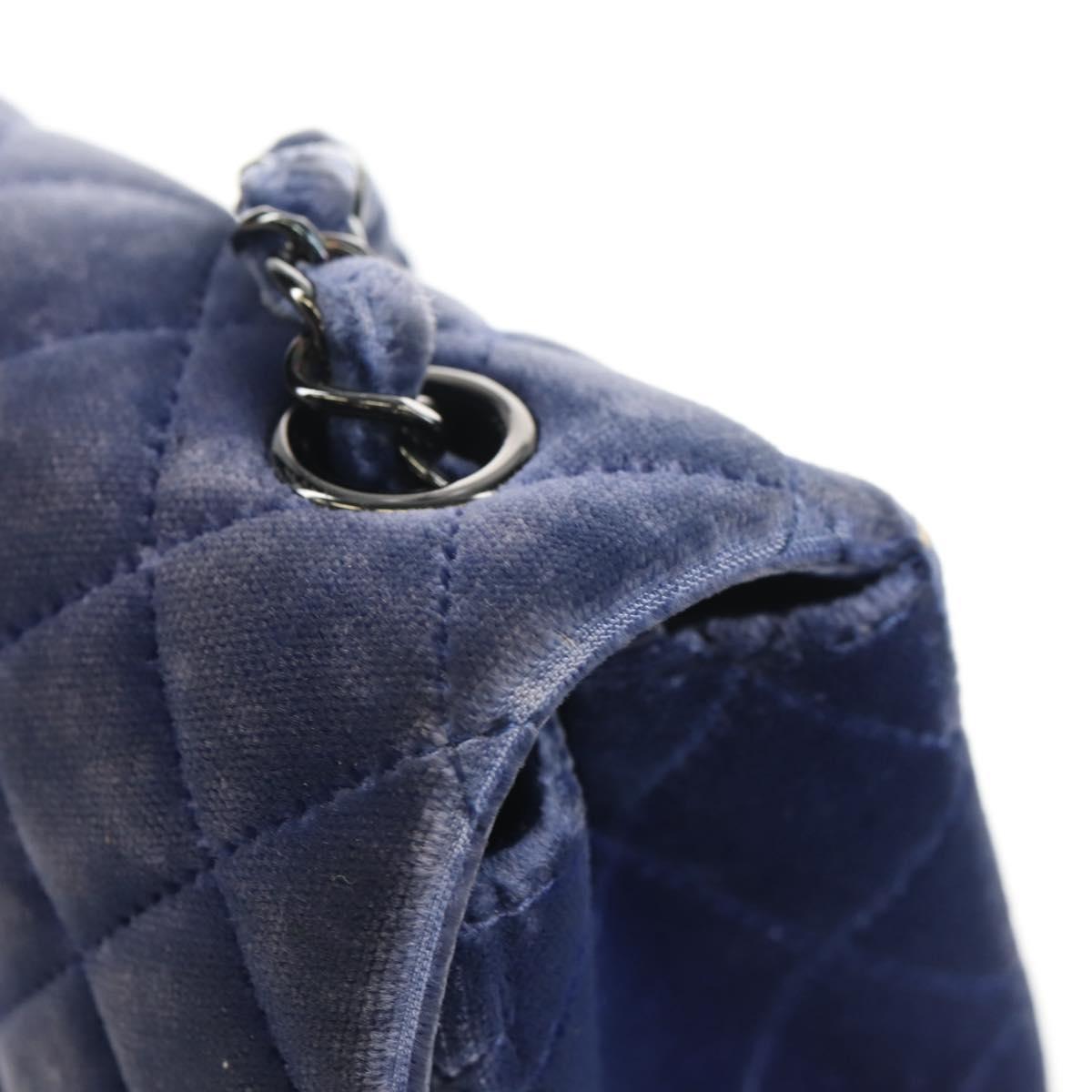 CHANEL Matelasse 20 Chain Shoulder Bag Velor Navy CC Auth 154631V