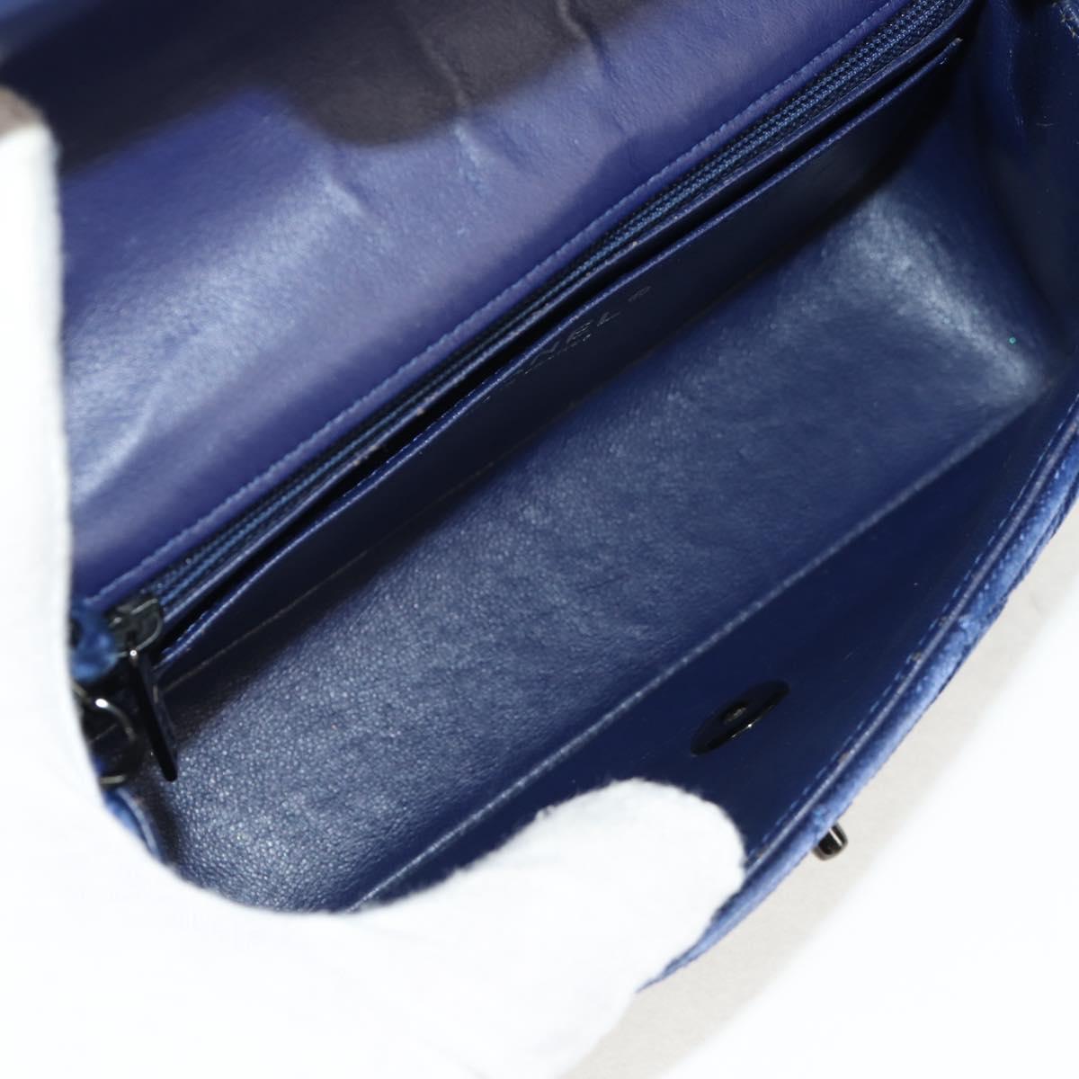 CHANEL Matelasse 20 Chain Shoulder Bag Velor Navy CC Auth 154631V