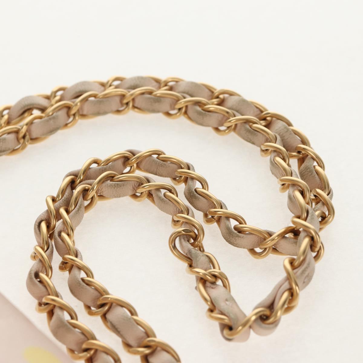 CHANEL Chain Shoulder Bag Satin Pink Gold CC Auth 154632V