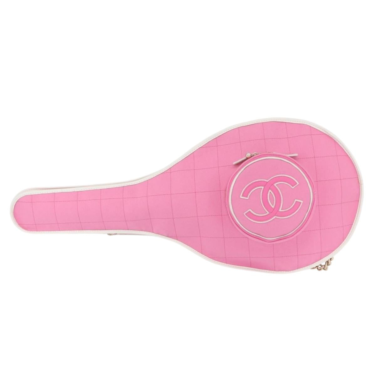 CHANEL Racket case Canvas Pink CC Auth 154633SM