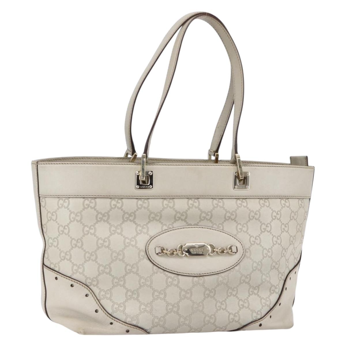 GUCCI GG Canvas Guccissima Tote Bag Leather Ivory Gold 145998 Auth 154640