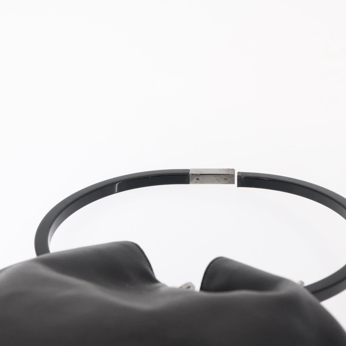 GUCCI Hand Bag Leather Black Silver 001 3738 Auth 154641