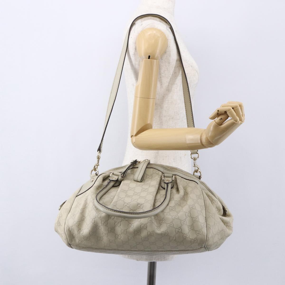 GUCCI GG Canvas Guccissima Sukey Hand Bag 2way Ivory Gold 223974 Auth 154642