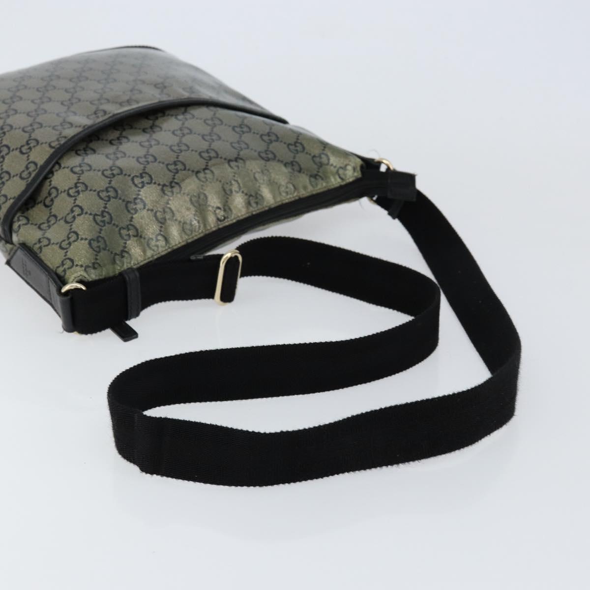 GUCCI GG Crystal Shoulder Bag Coated Canvas Navy Gold 145857 Auth 154643