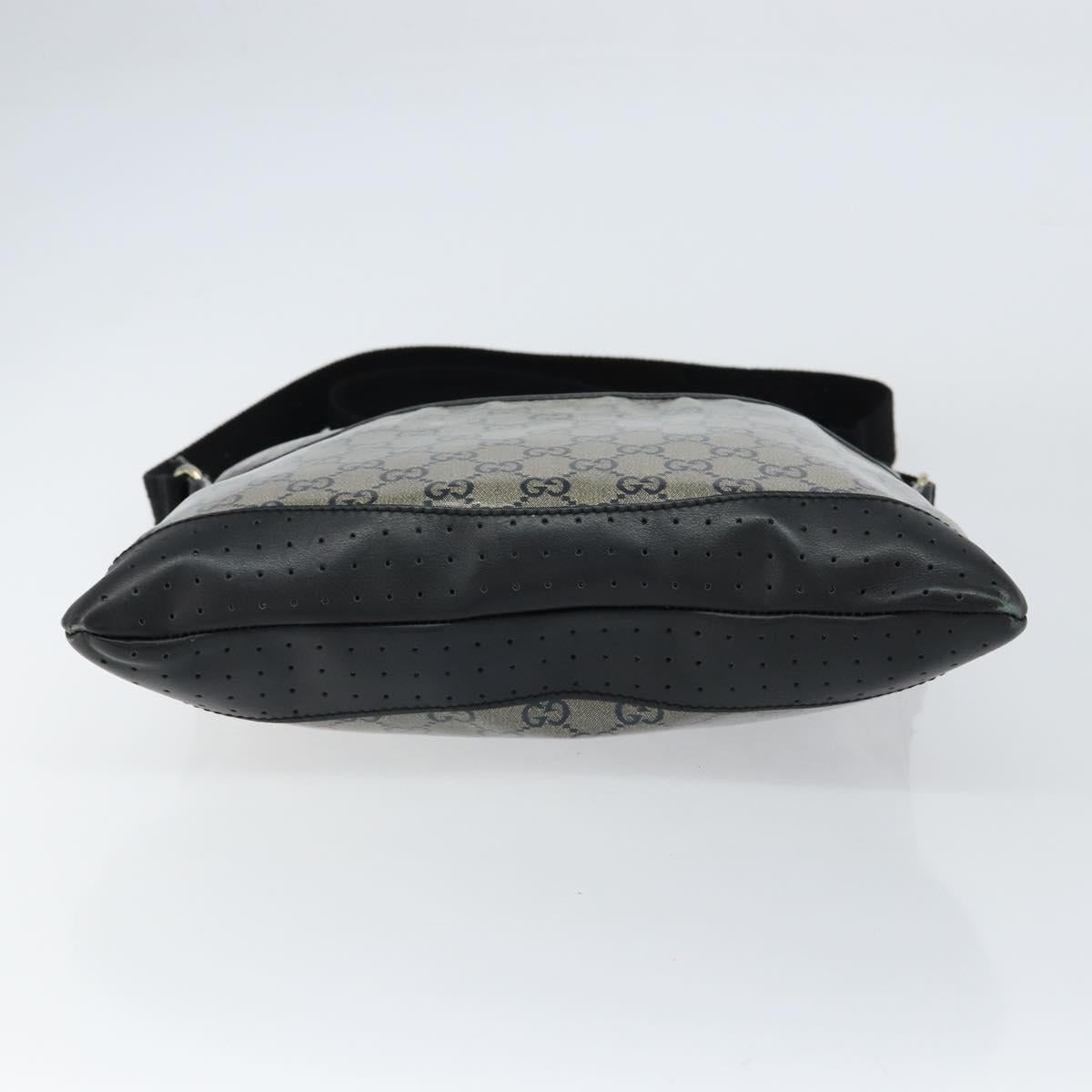 GUCCI GG Crystal Shoulder Bag Coated Canvas Navy Gold 145857 Auth 154643