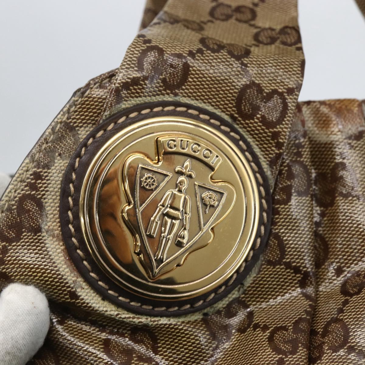 GUCCI GG Crystal Histeria Bag Coated Canvas 2way Beige Gold 203486 Auth 154644