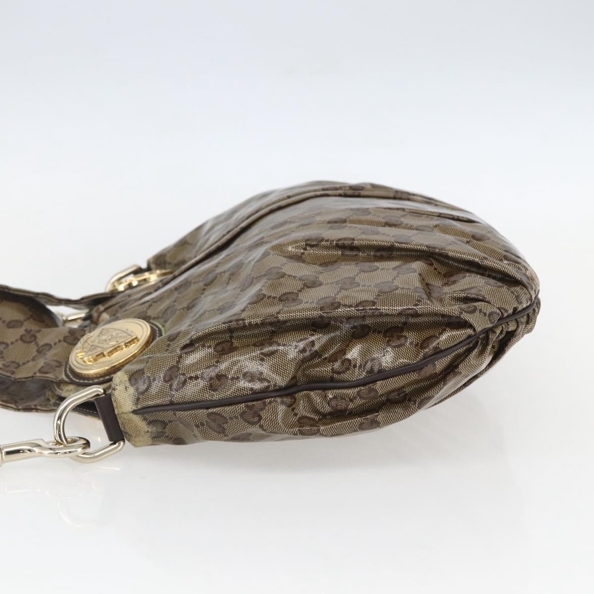 GUCCI GG Crystal Histeria Bag Coated Canvas 2way Beige Gold 203486 Auth 154644