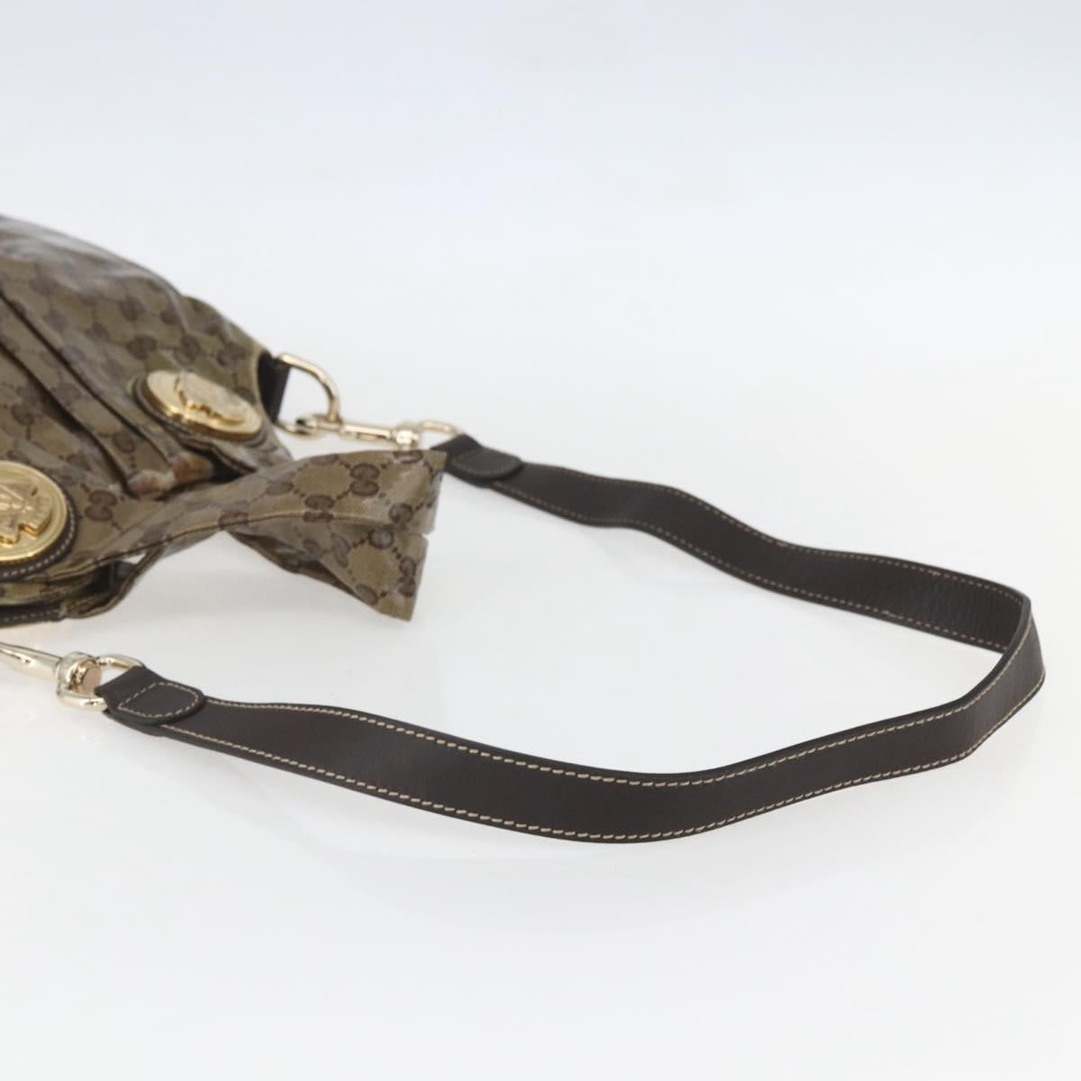 GUCCI GG Crystal Histeria Bag Coated Canvas 2way Beige Gold 203486 Auth 154644