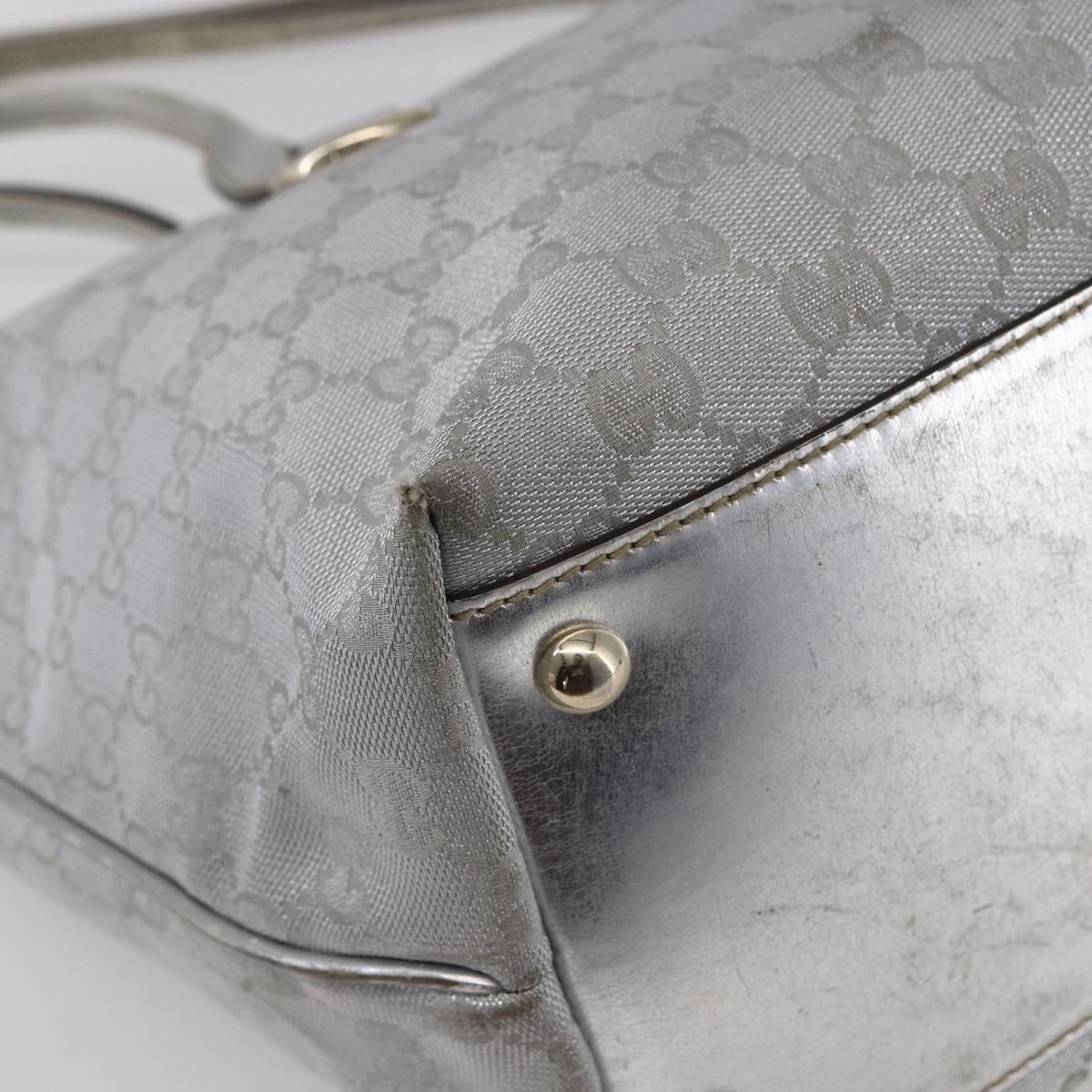 GUCCI GG Canvas Newbrit Tote Bag Silver Gold 169946 Auth 154645