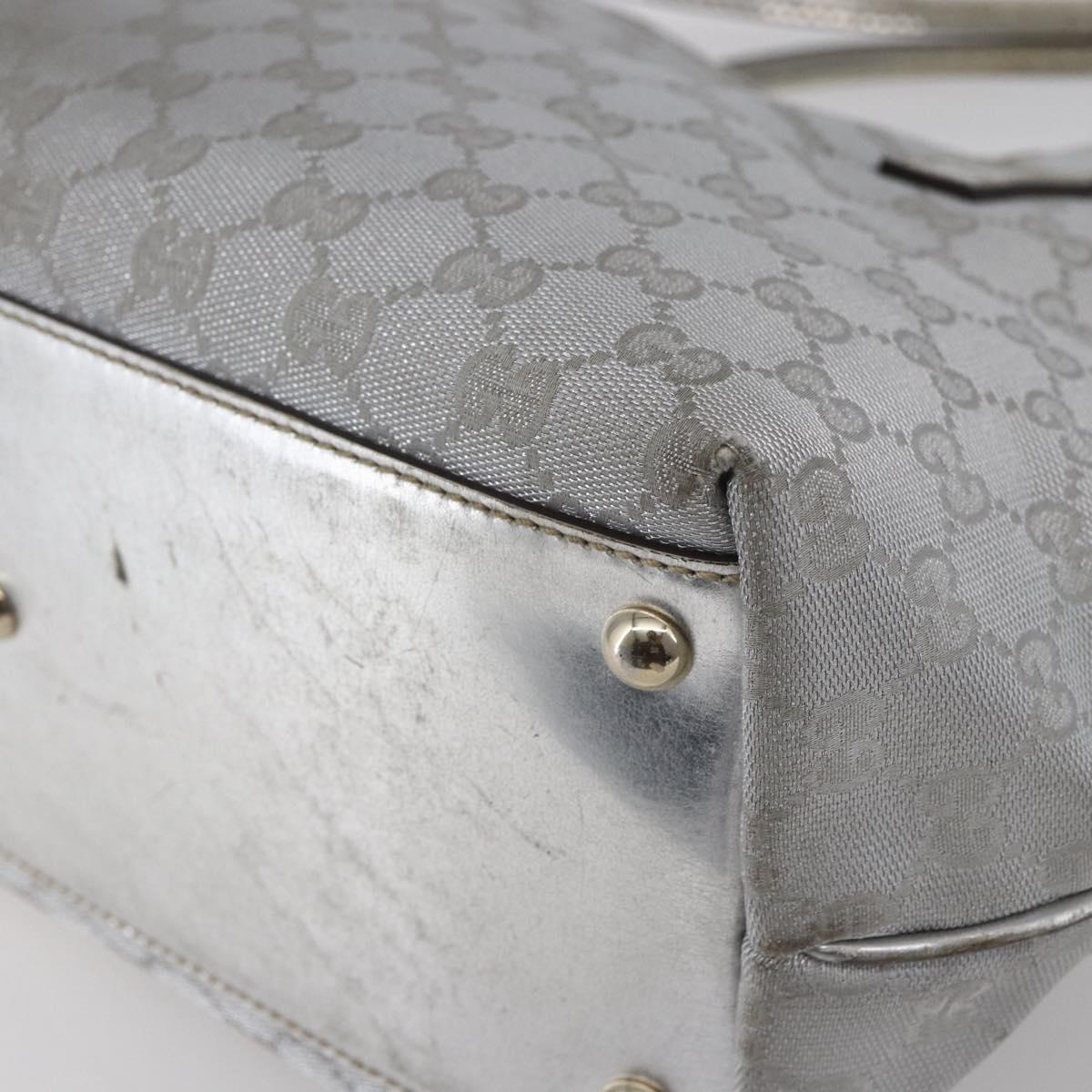 GUCCI GG Canvas Newbrit Tote Bag Silver Gold 169946 Auth 154645
