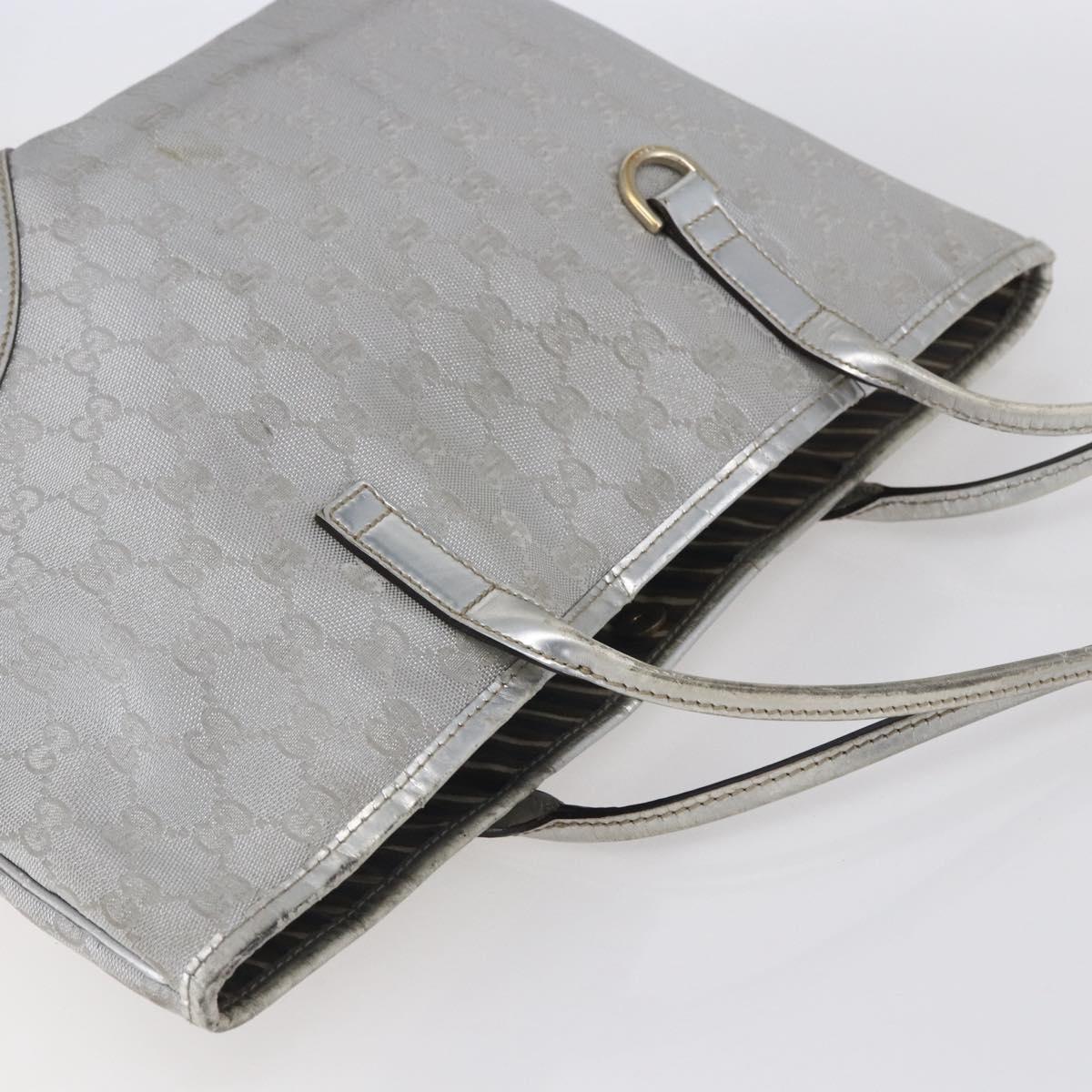GUCCI GG Canvas Newbrit Tote Bag Silver Gold 169946 Auth 154645
