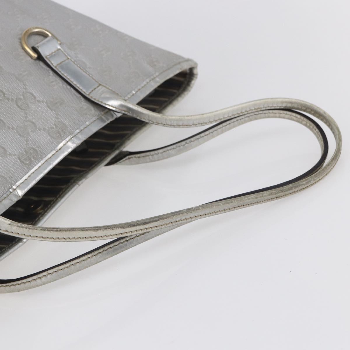 GUCCI GG Canvas Newbrit Tote Bag Silver Gold 169946 Auth 154645