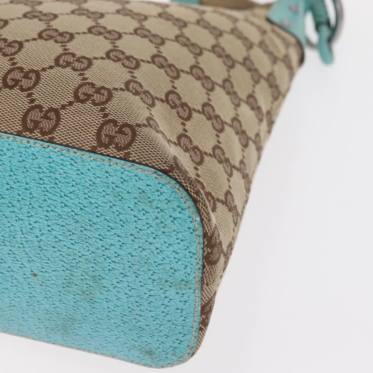 GUCCI GG Canvas Shoulder Bag Beige Silver 115003 Auth 154649