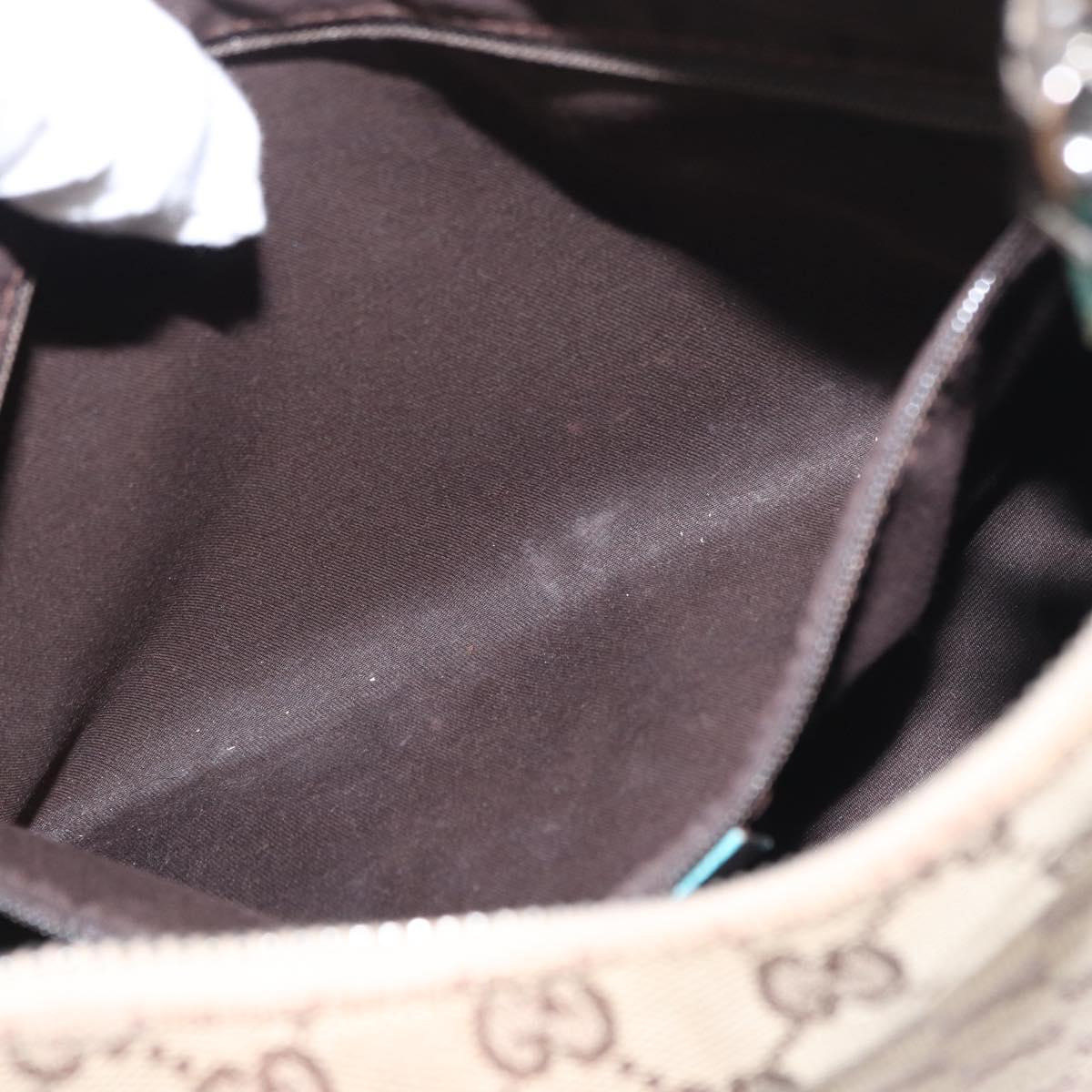 GUCCI GG Canvas Shoulder Bag Beige Silver 115003 Auth 154649