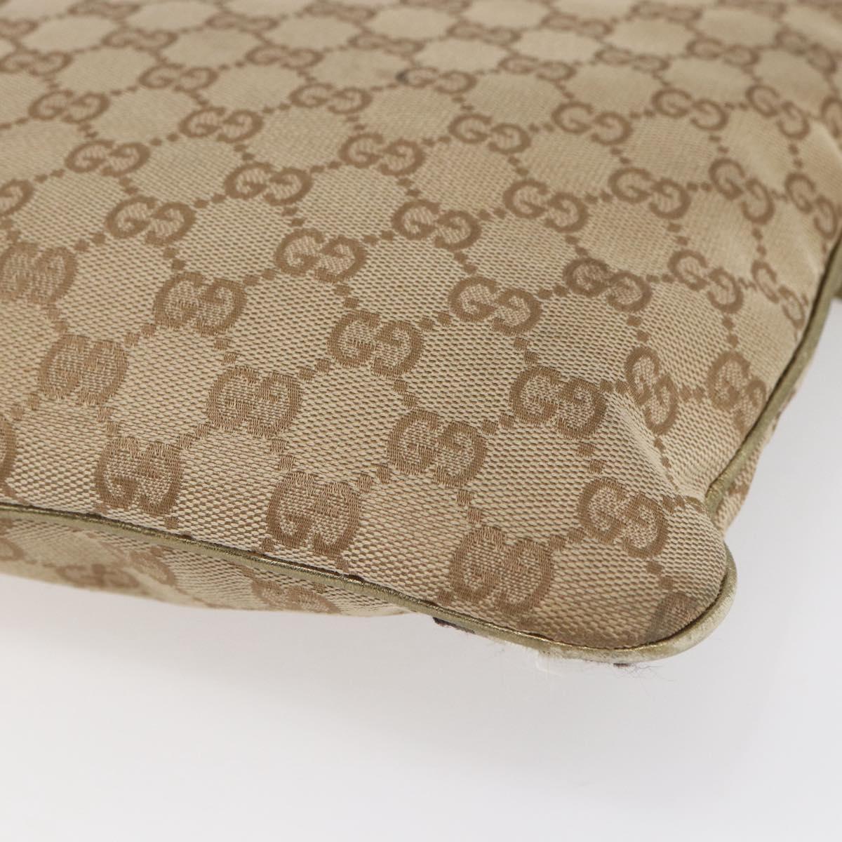 GUCCI GG Canvas Sherry Line Shoulder Bag Beige Gold 144388 Auth 154650