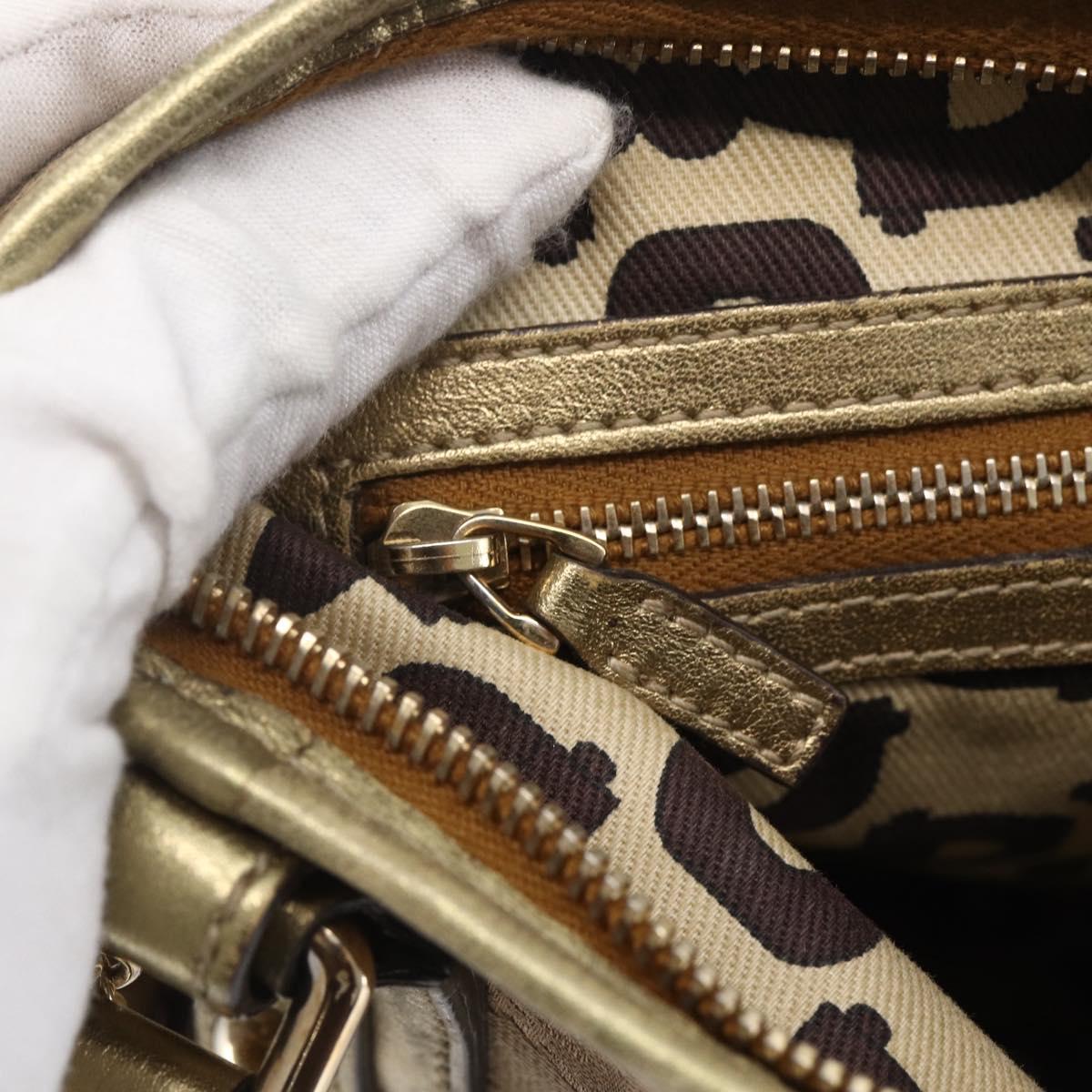 GUCCI GG Canvas Sherry Line Shoulder Bag Beige Gold 144388 Auth 154650A