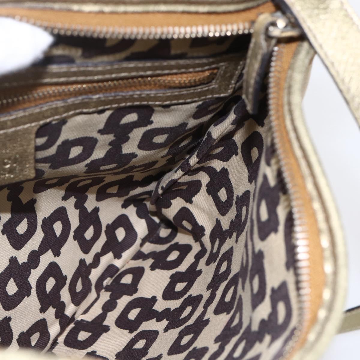 GUCCI GG Canvas Sherry Line Shoulder Bag Beige Gold 144388 Auth 154650A