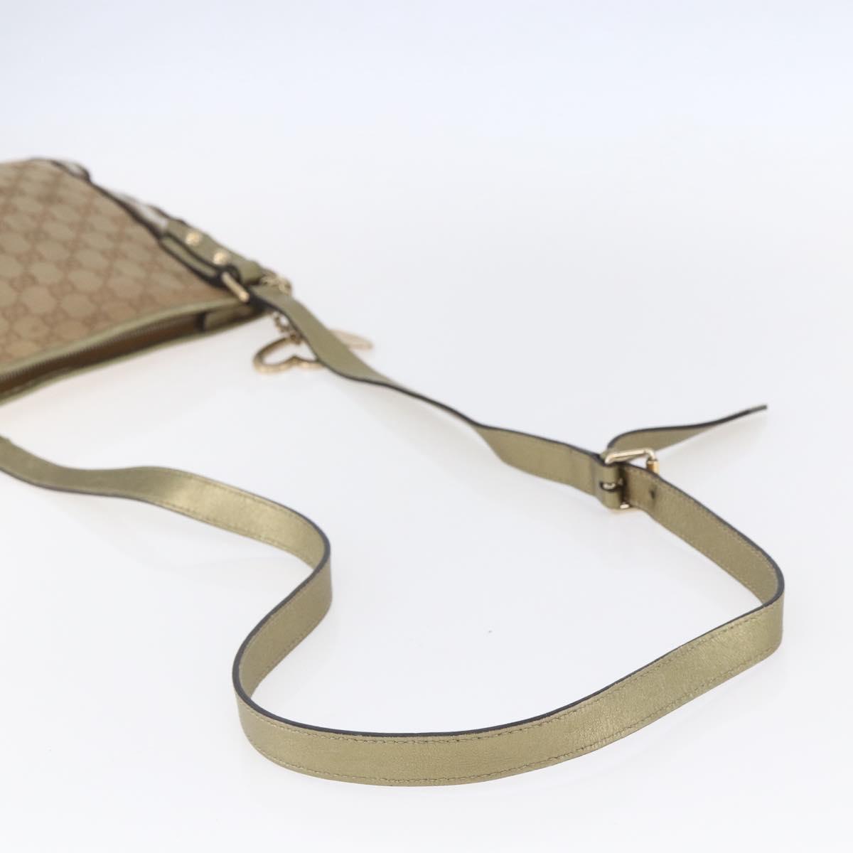 GUCCI GG Canvas Sherry Line Shoulder Bag Beige Gold 144388 Auth 154650
