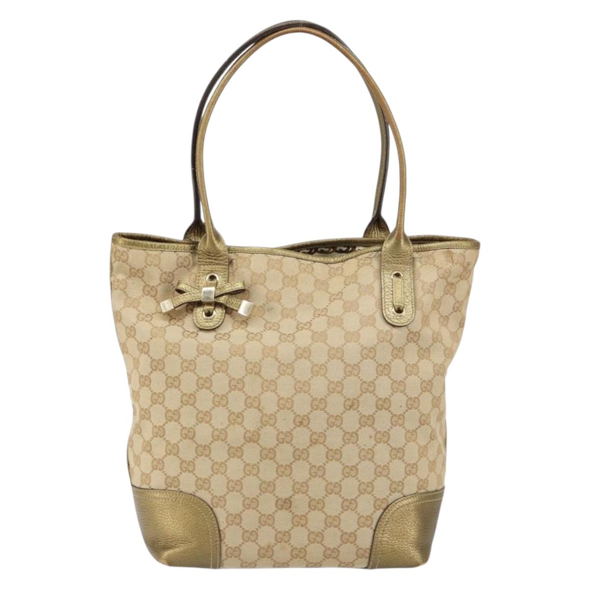 GUCCI GG Canvas Pretty Tote Bag Beige 181779 Auth 154651