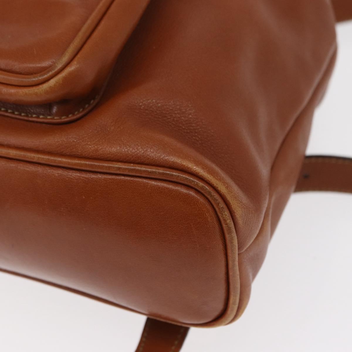 GUCCI Bamboo Backpack Leather Brown Gold Auth 154653