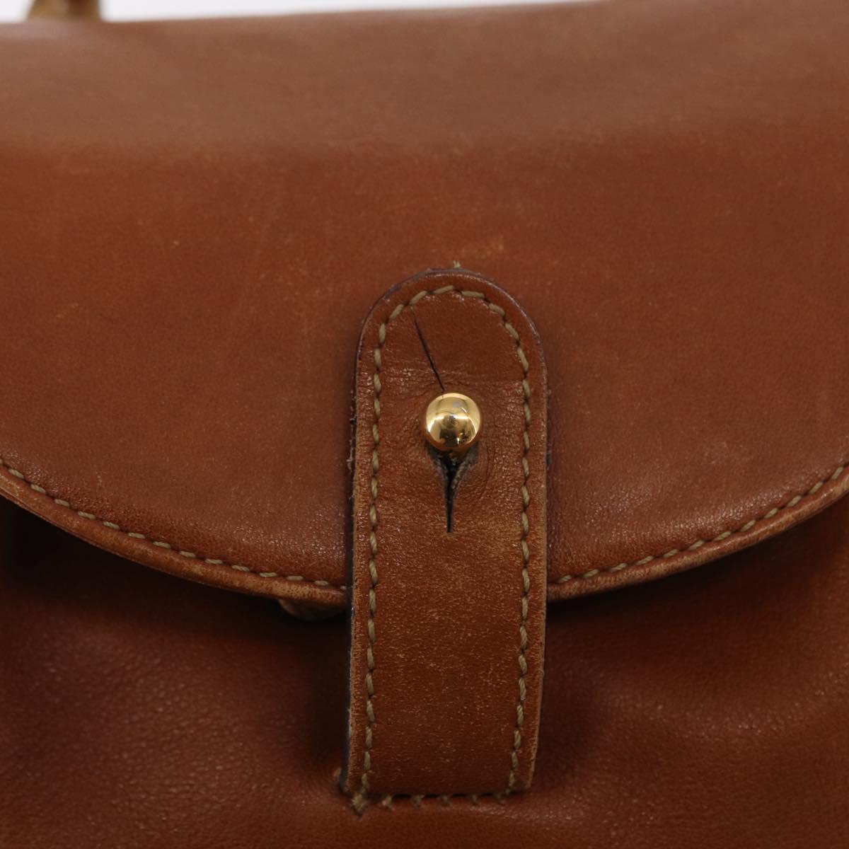 GUCCI Bamboo Backpack Leather Brown Gold Auth 154653