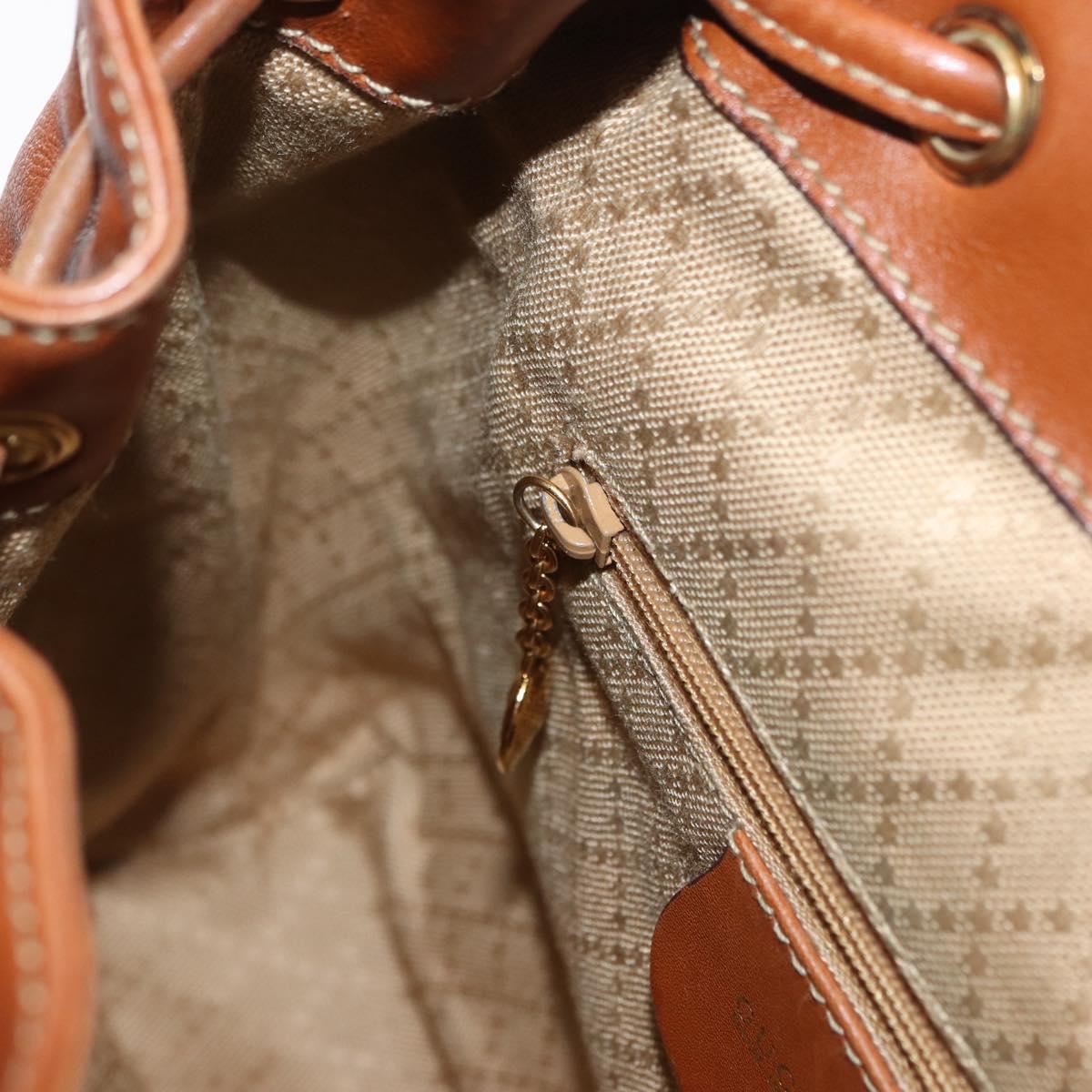 GUCCI Bamboo Backpack Leather Brown Gold Auth 154653