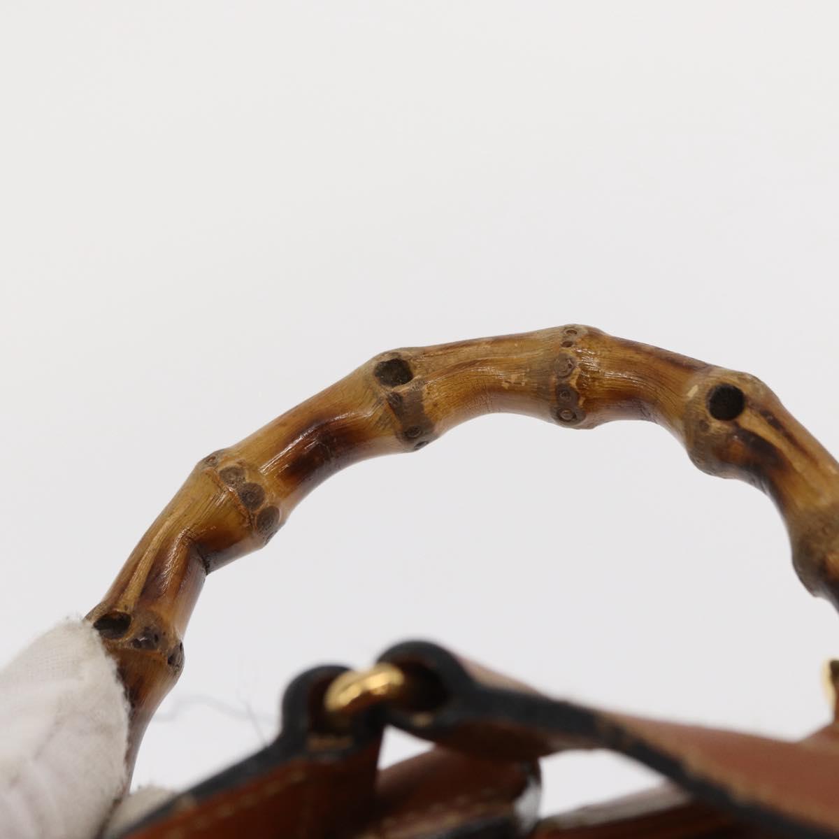 GUCCI Bamboo Backpack Leather Brown Gold Auth 154653