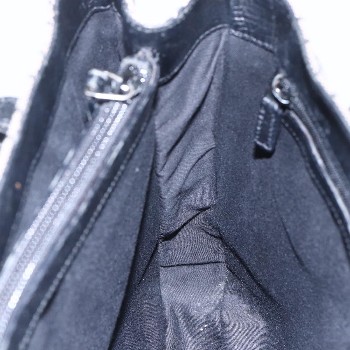 GUCCI GG Canvas Bamboo Tote Bag Navy 112526 Auth 154654