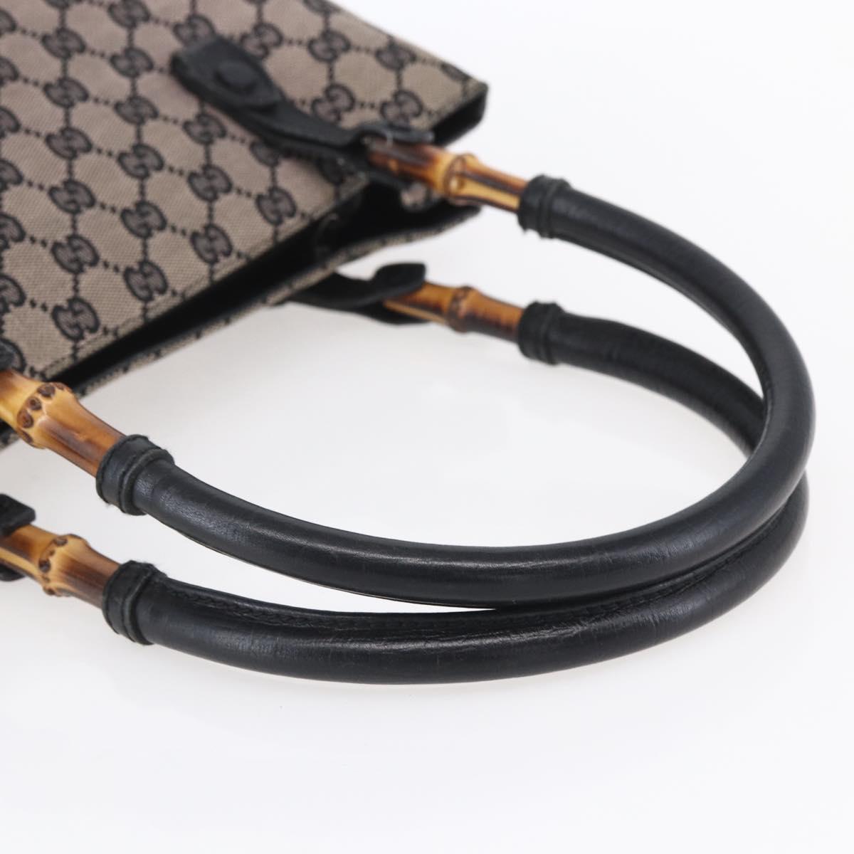 GUCCI GG Canvas Bamboo Tote Bag Navy 112526 Auth 154654