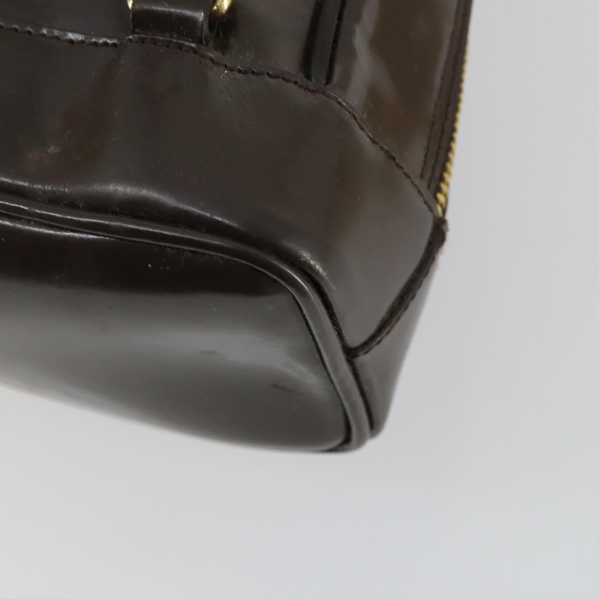 GUCCI Bamboo Shoulder Bag Enamel Brown Gold 003 3444 0127 Auth 154656