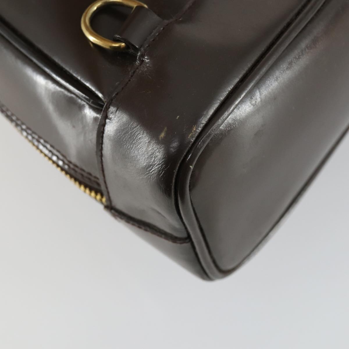GUCCI Bamboo Shoulder Bag Enamel Brown Gold 003 3444 0127 Auth 154656