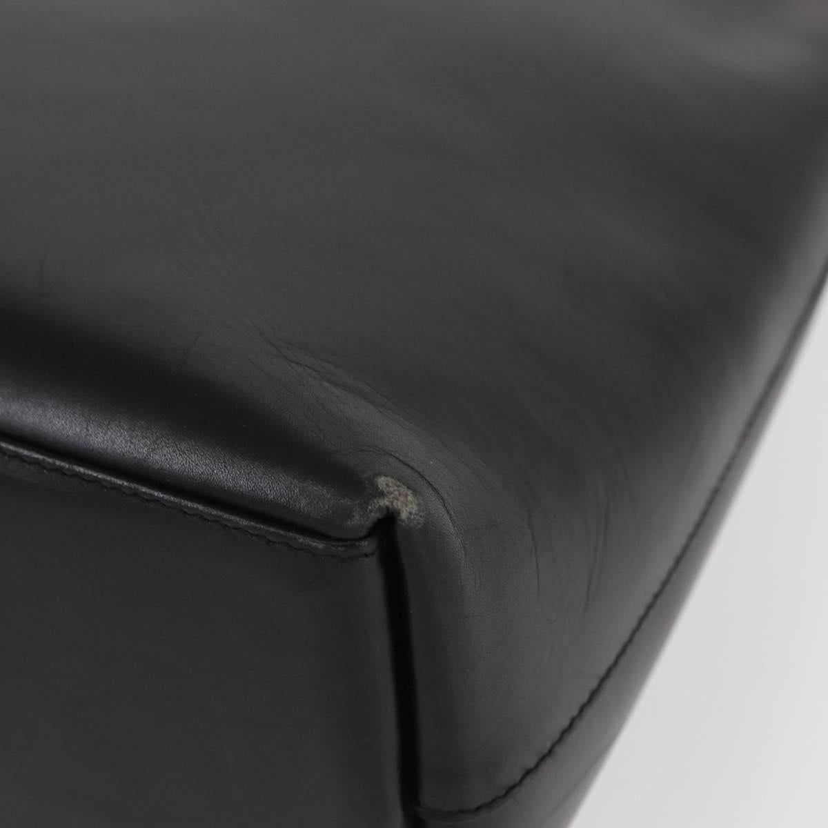 GUCCI Bamboo Shoulder Bag Leather Black Gold 001 1553 1880 Auth 154657